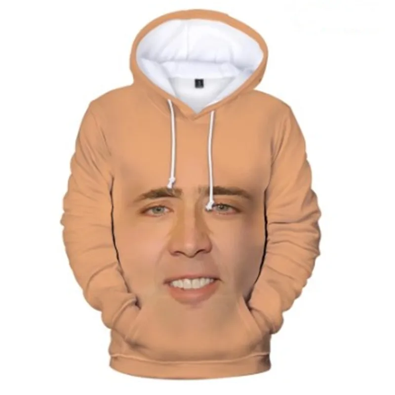 2021 New Fashion Nicolas Cage Sweatshirt Men/Women Hoodies The Giant Blown Up Face of Nicolas Cage Funny Print 3d Sweatshirts