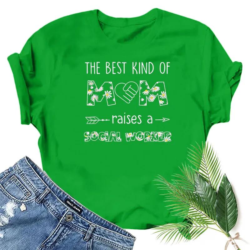 

Best Kind of Mom Print Women T Shirt Short Sleeve O Neck Loose Women Tshirt Ladies Fashion Tee Shirt Tops Clothes Mujer