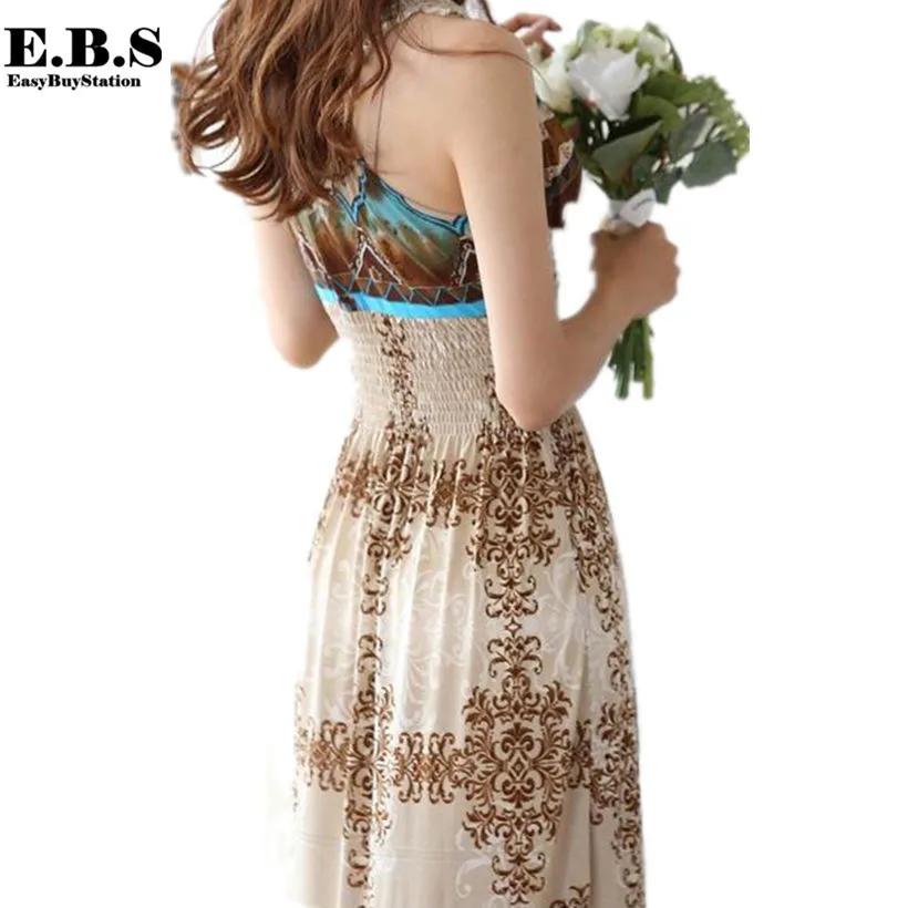 Женское пляжное платье без рукавов повседневное Макси-Платье с открытой спиной