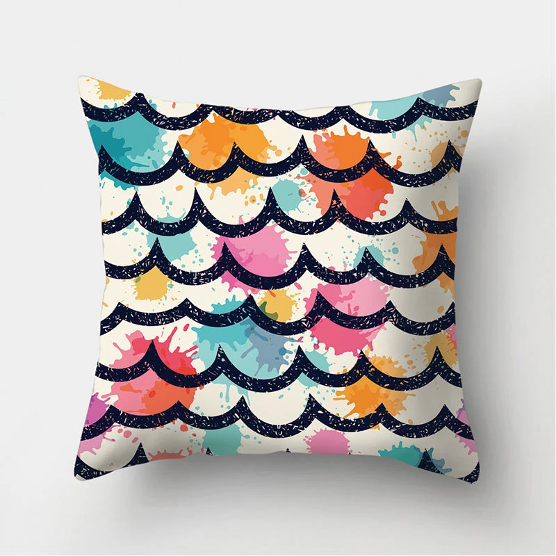 

Colorful Geometric Pattern Decorative Cushions Pillowcase Polyester Cushion Cover Throw Pillow Sofa Decoration Pillowcover 40942