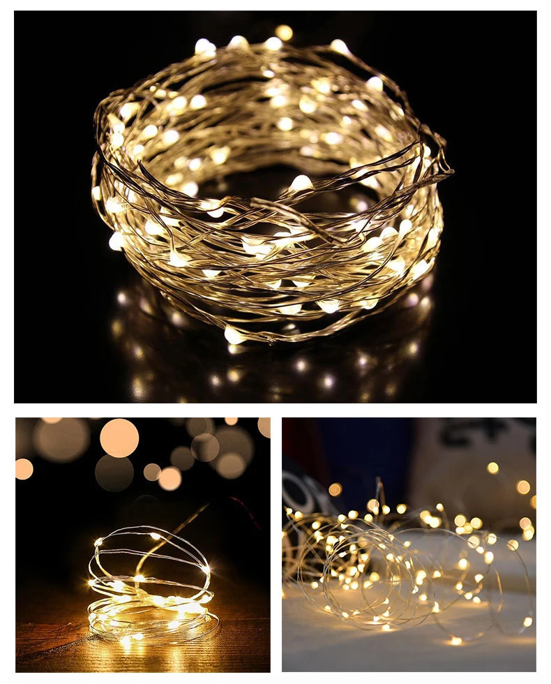 

String lights LED Copper Wire Lamp Button Battery Light Flower Gift Box Room Window Decoration Christmas Tree Decoration Lamp