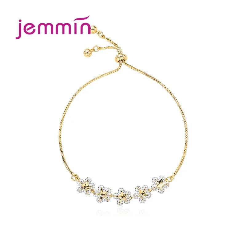 

100% 925 Sterling Silver Star Charm Bracelets for Women with AAAA+ Zircon Crystal Link Chain Bracelet Silver Jewelry