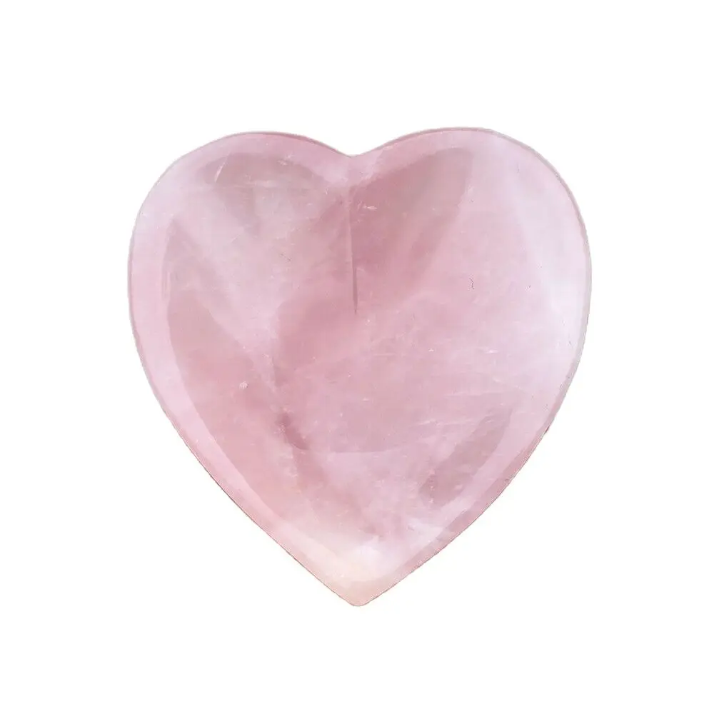 

Rose Pink Quartz Ashtray Crystal Hand Carved Heart-shaped Healing 1PC