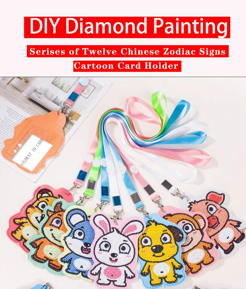 DIY круглая алмазная живопись 12 знаков зодиака мультфильма держатели карт для детей Подарки