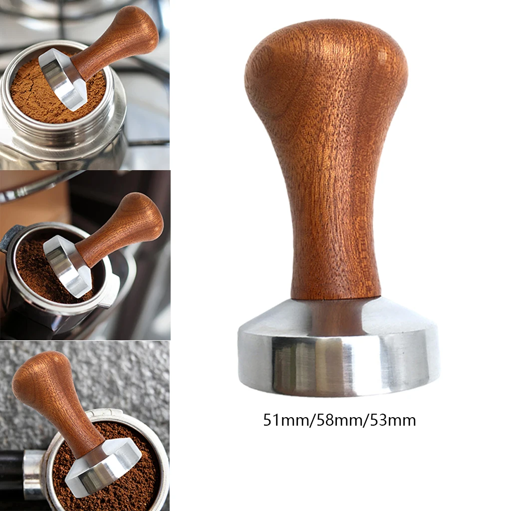 Coffee tamper 51/53/58mm Food Grade Tamper Leveler Wooden Handle Distributor for Maker coffeeware barista | Дом и сад
