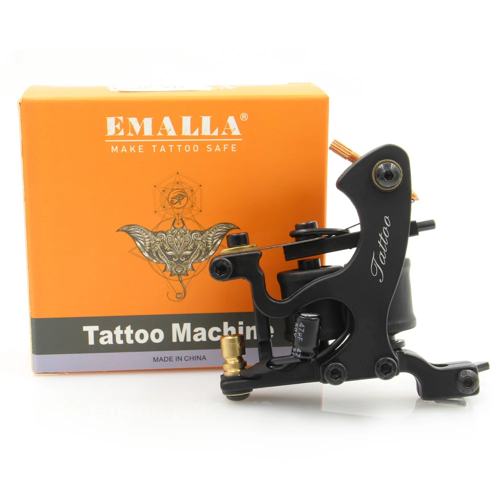 Тату-машинка с 10 катушками черные тату-пистолеты |