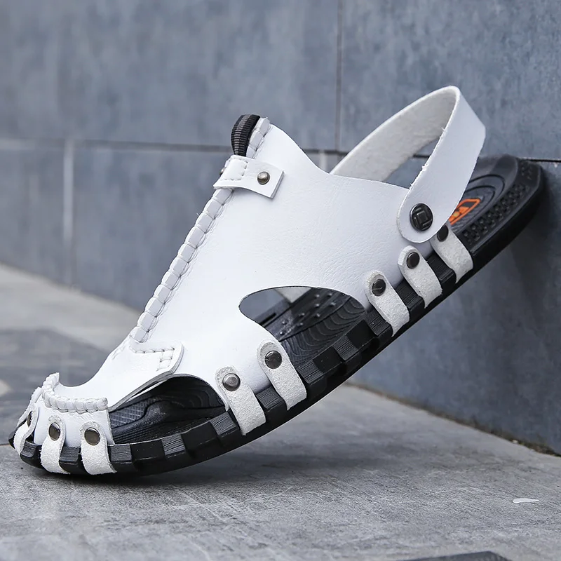 

Summer Sandal Men Shoes Black White Beach Shoes Designer Sandals Ankle-Wrap Trekking Sandals Mens Fashion Beach Slippers Men