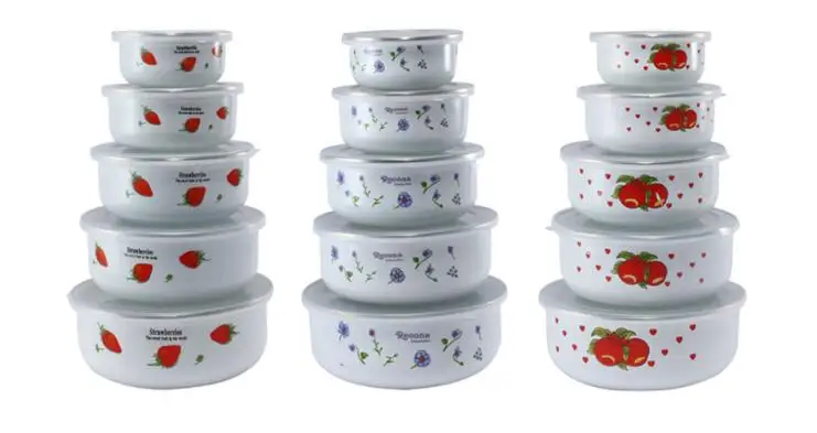 Эмалированная миска для льда миска для свежей еды 5 комплектов хранения продуктов хранения герметичная коробка для овощей и фруктов коробка для хранения 10-18 см подарок