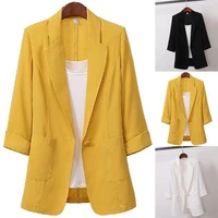 simple suits coat long sleeve jacket solid color one button blazer suits jacket women blazer