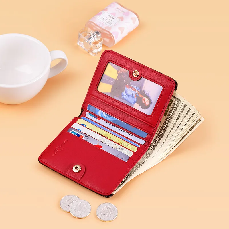 WILLIAMPOLO Women PVC Mini wallet Small Ultra-thin Compact wallet Handmade wallet PVC synthetic leather Card Holder Short zipper