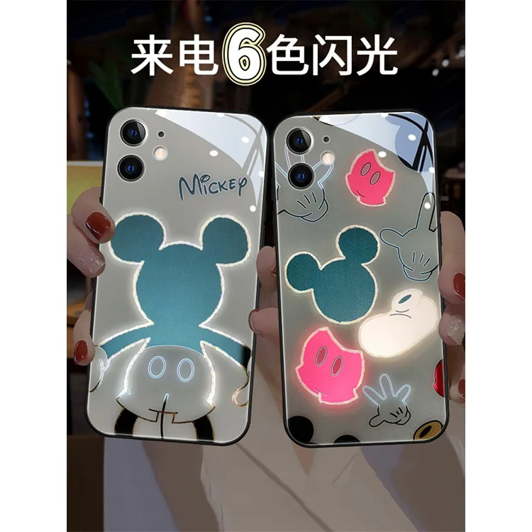 

Disney Mickey Minnie Cartoon Call Glow Mobile Phone Case for iPhone 13 pro 13mini 13pro max Plus Cute Anti-fall Cellphone Shell