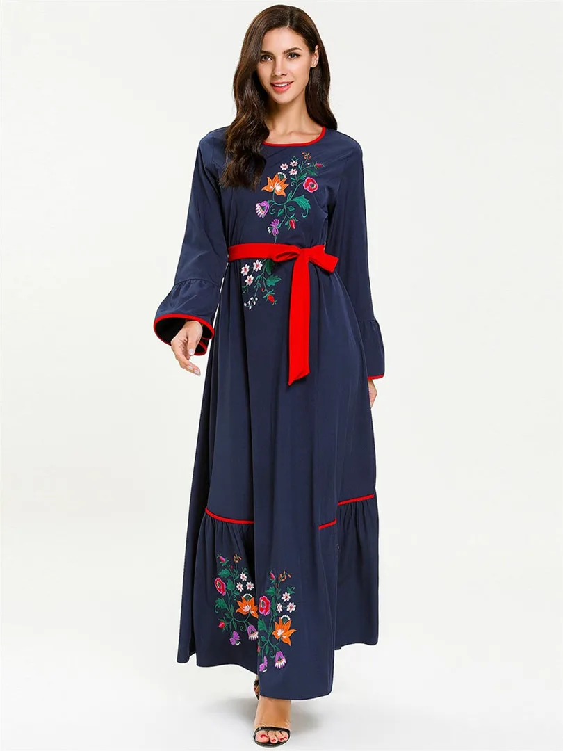Мусульманское платье с вышивкой модные вечерние мусульманские кафтан винтажные