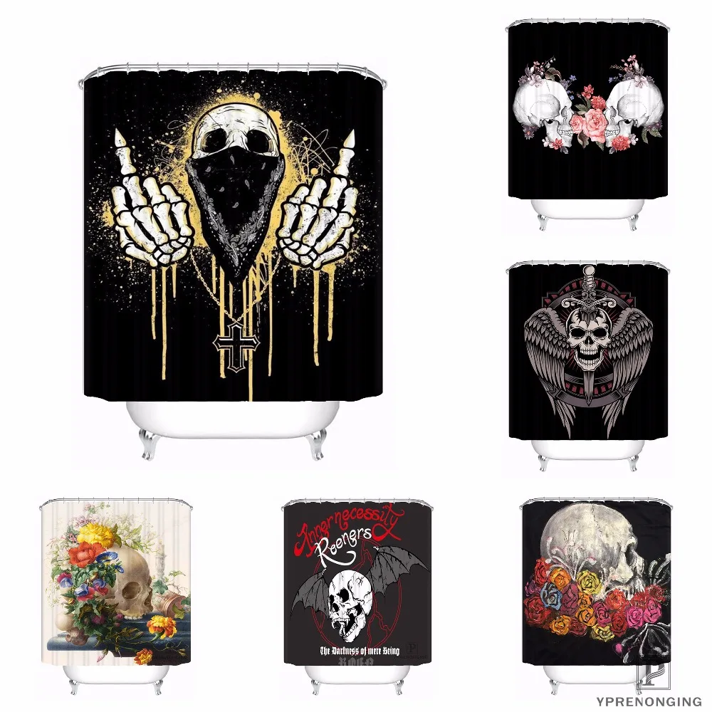 Пользовательские Популярные Цветы Сахар Череп Душ Ванна занавес для ванной