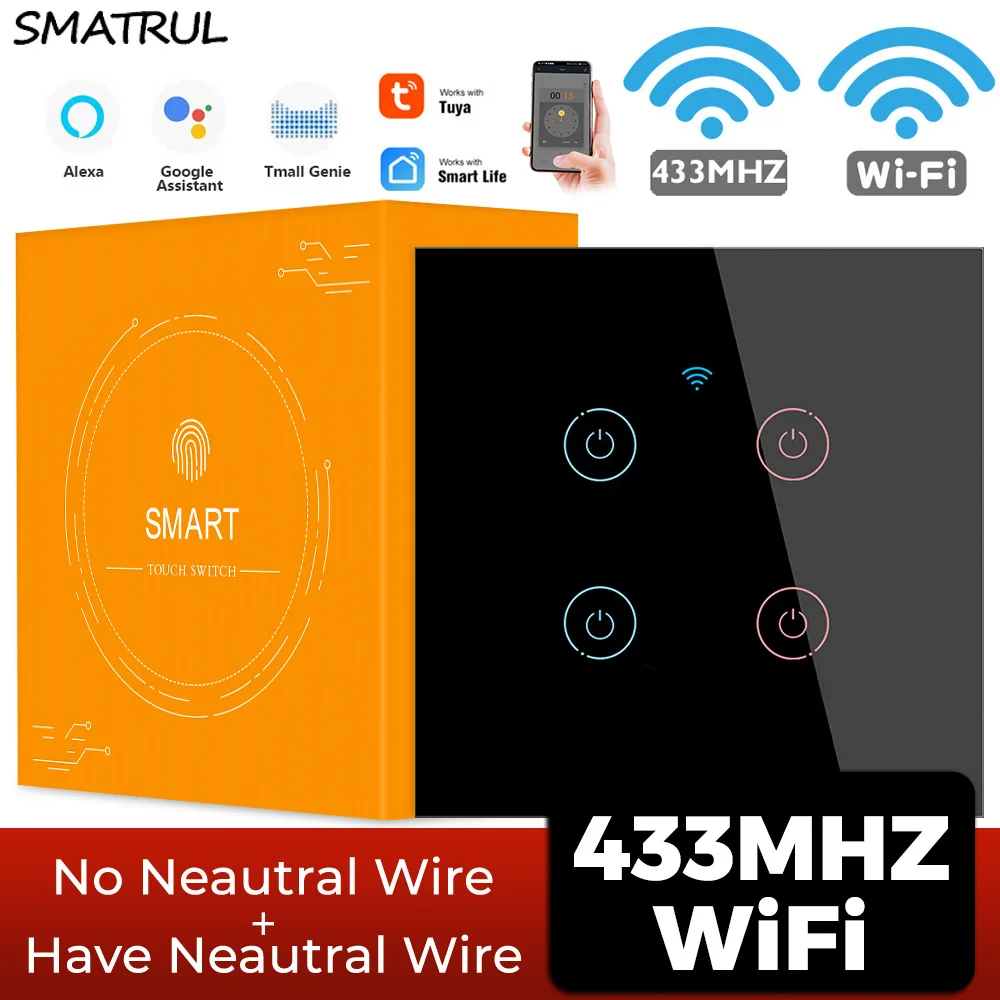 SMATRUL Tuya Wi Fi сенсорный Умный переключатель дистанционного Управление светильник