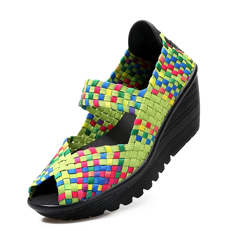 Женские сандалии на плоской подошве плетеные босоножки танкетке пляжные летние