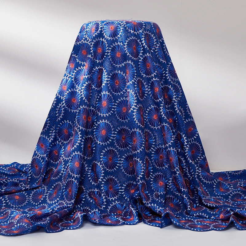 

Кружевная ткань, ярко-синяя швейцарская модель 2021, новые платья из австрийского хлопка с вышивкой для женвечерние, A 2520