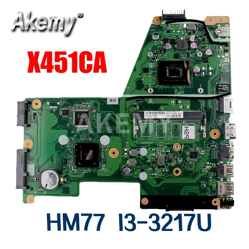 

Akemy Laptop motherboard For Asus X451CA F451 F451C X451CA Mainboard REV.2.1 HM77 SR0N9 I3-3217U GMA HD 3000