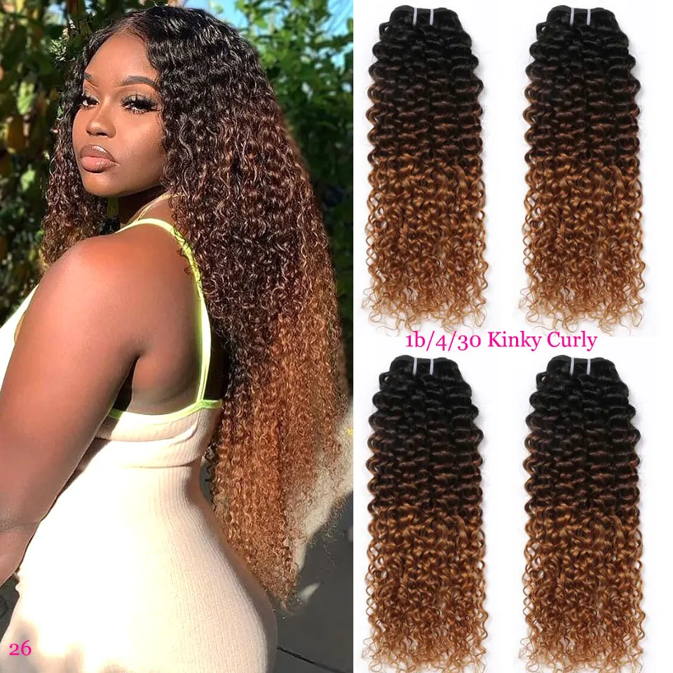 

Honey Blonde Ombre Kinky Curly Human Hair 3 4 Bundles Deals Remy Brazilian Hair Weave Bundles Ombre Curly Human Hair Bundles