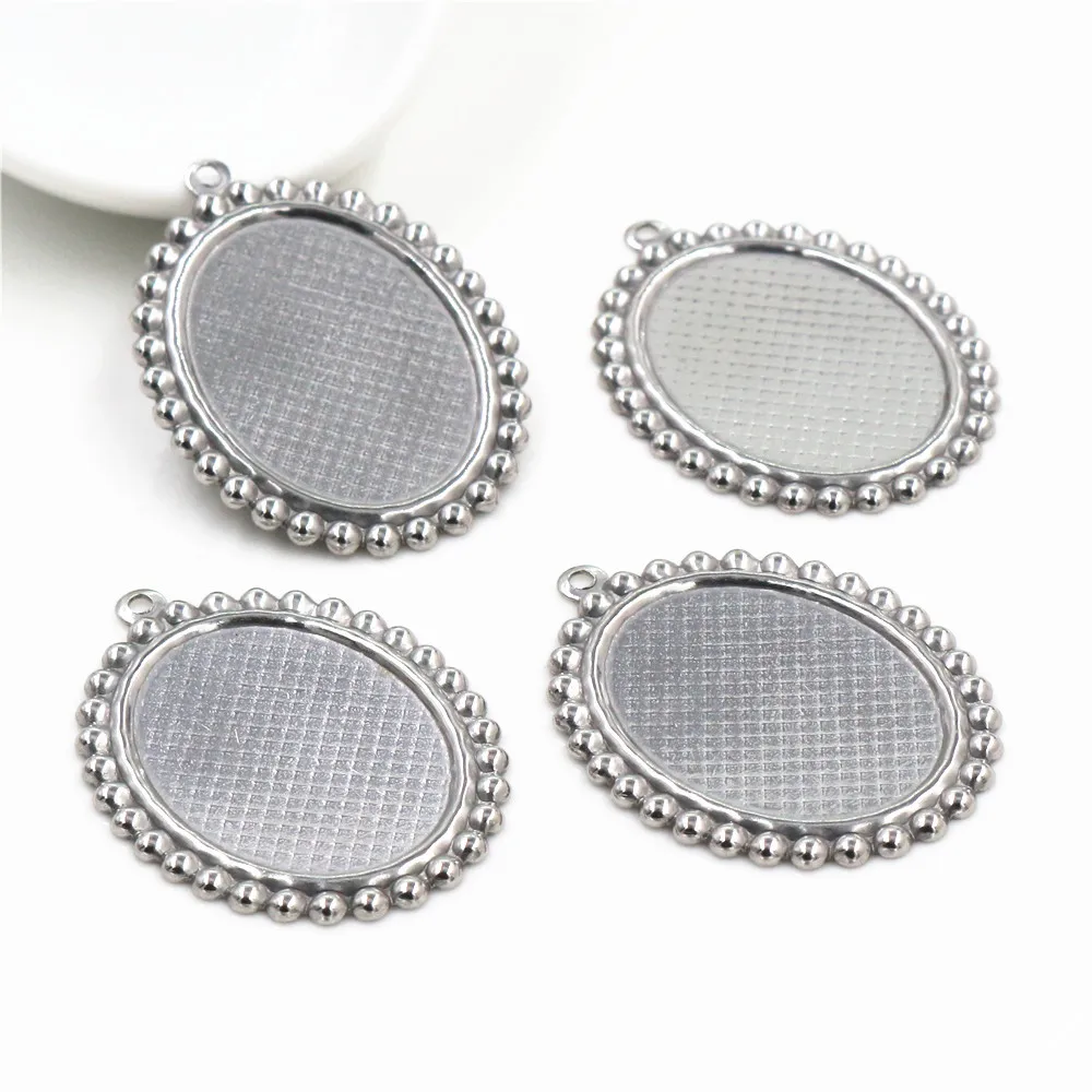 

( Never Fade ) 10pcs 18x25mm Inner Size Stainless Steel Material Simple Style Cabochon Base Cameo Setting Pendant Tray (T7-39)