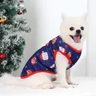 Рождественская Одежда для собак малого и среднего размера, жилет для собак с принтом Санта-Клауса, одежда для кошек, футболка из полиэстера, удобные жилеты