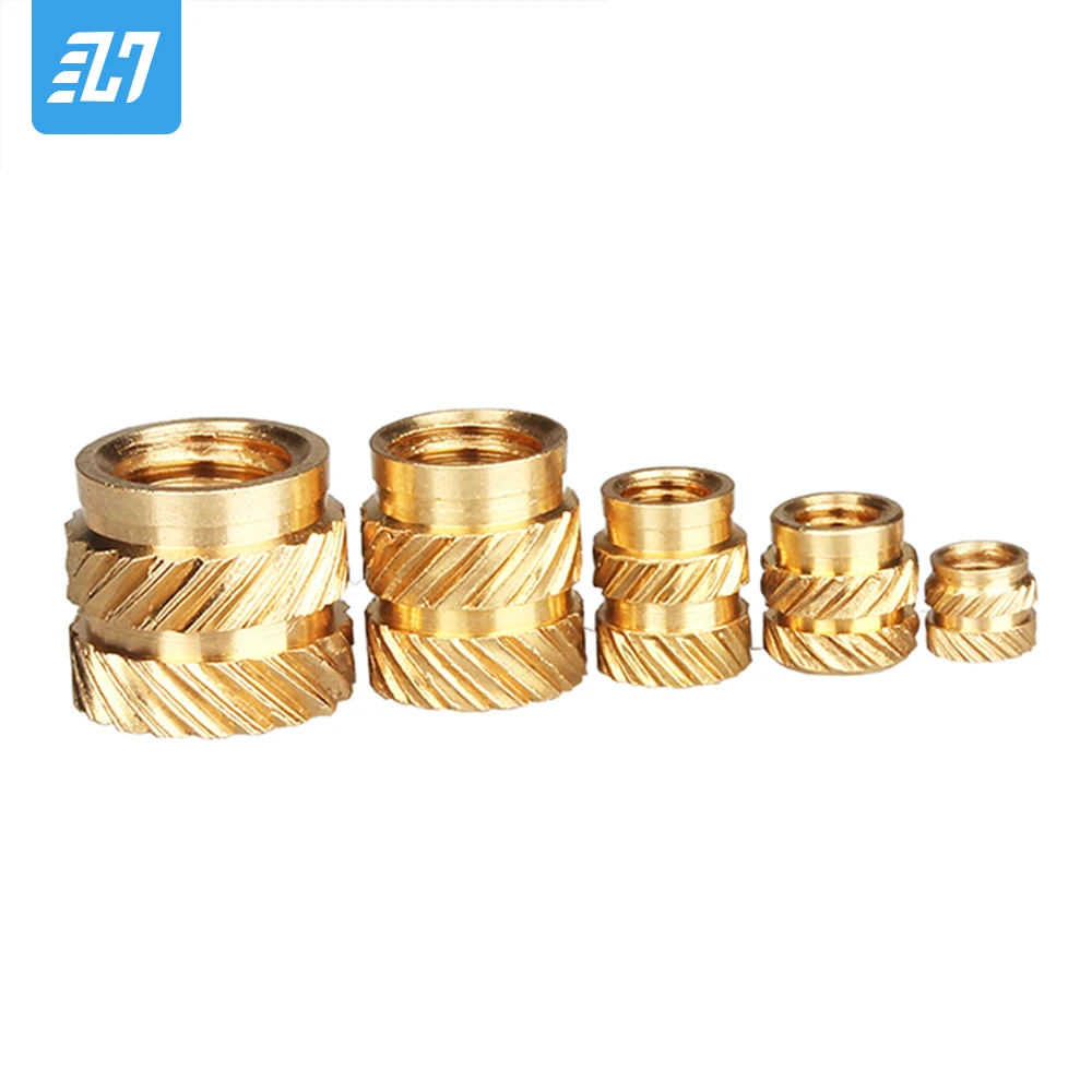 

M4 Brass Heating Molding Nut Copper Thread Inserts Nut SL-type Double Twill Knurled Injection For 3D Printing
