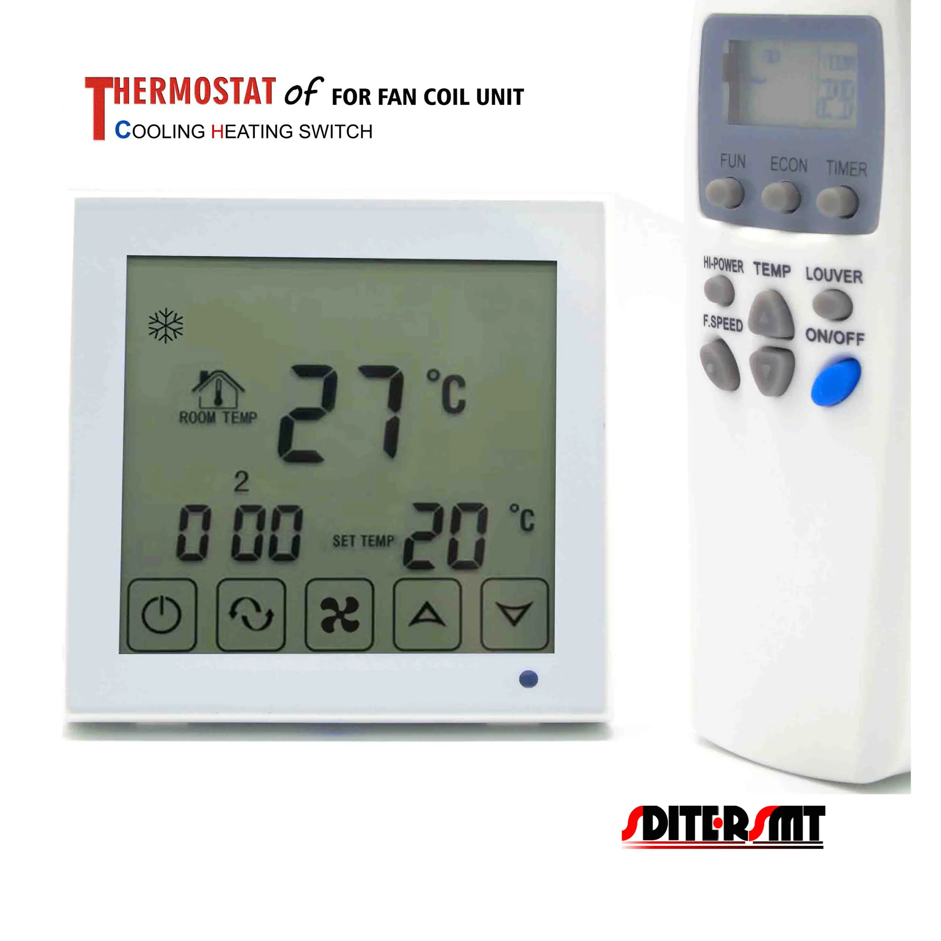 

2 Pipe Fan Coil Thermostat Adjustable Digital Air Conditioner Temperature Remote Control Optional