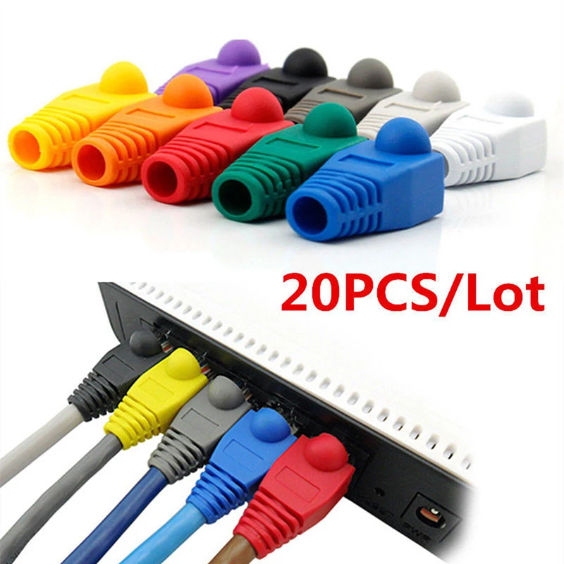 

20Pcs RJ45 8P8C Network Cable Connector Adapter Cover Cap / Boot For CAT 5/5e/6 Connector Stekkers RJ45 Caps Kat 5 CAT6