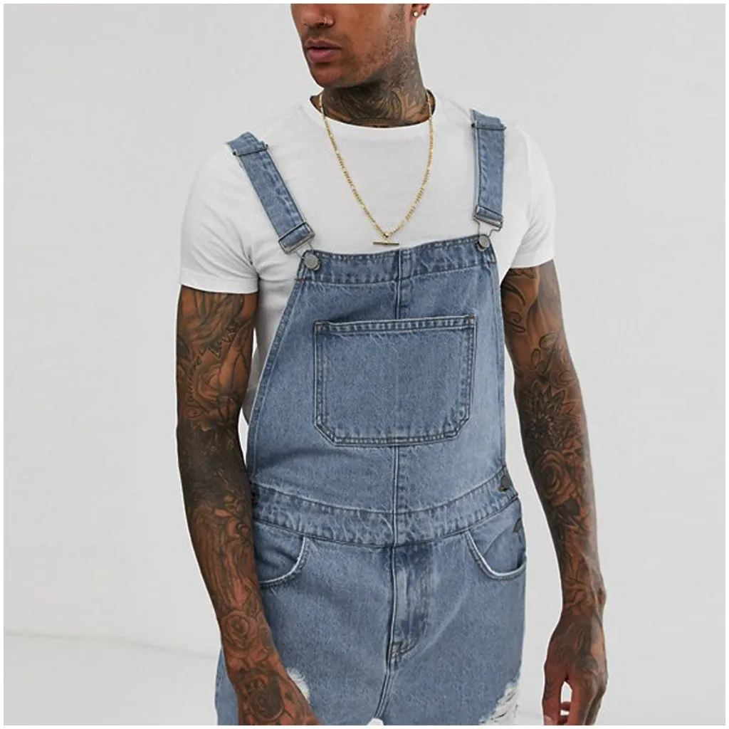 JAYCOSIN модные мужские джинсовые комбинезоны с дырками и карманами потертостями