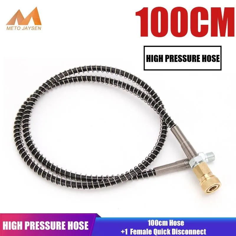 Paintball M10x1 Male Thread 100cm Long High Pressure Hose with Spring Wrapped for Pneumatics Equipment Air Refilling