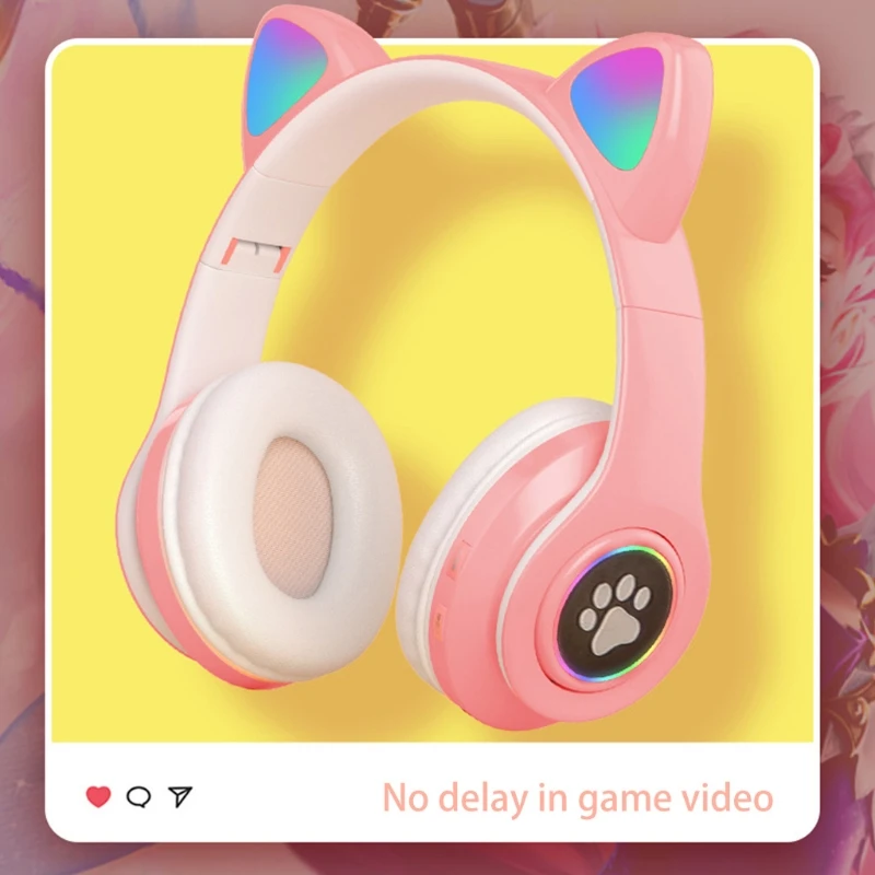 Головные телефоны совместимые с 5 0 беспроводная гарнитура кошачьими ушками