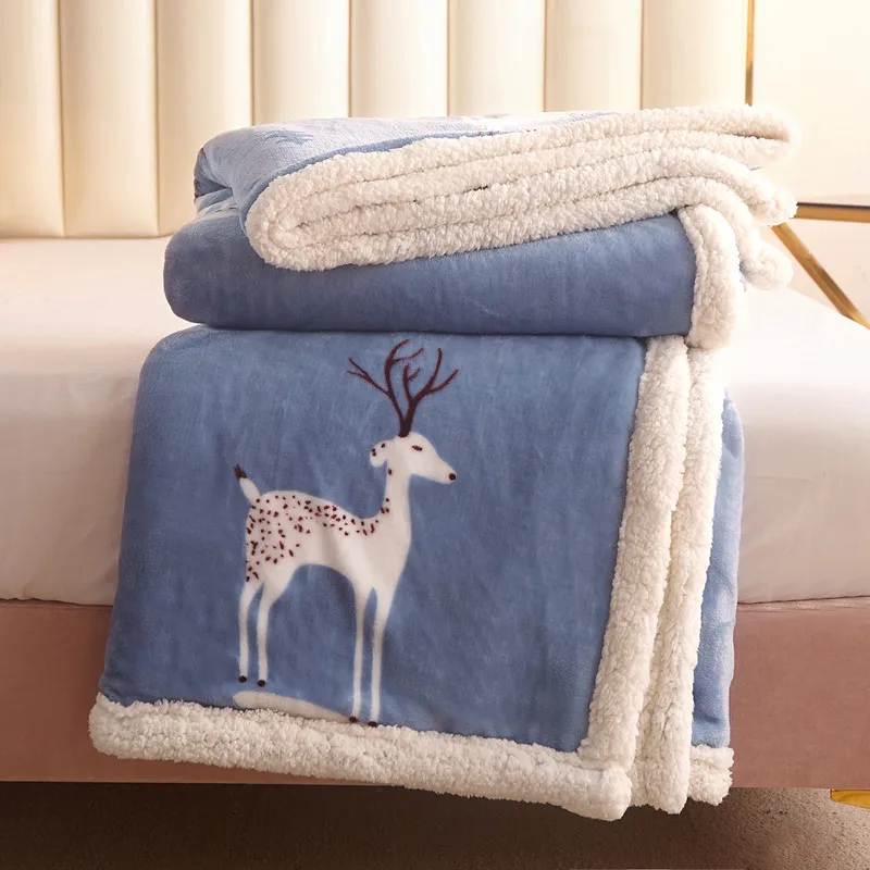 

Quality Flannel Fleece Throw cashmere blanket 180*200cm thick warm quilt cover double cover queen size