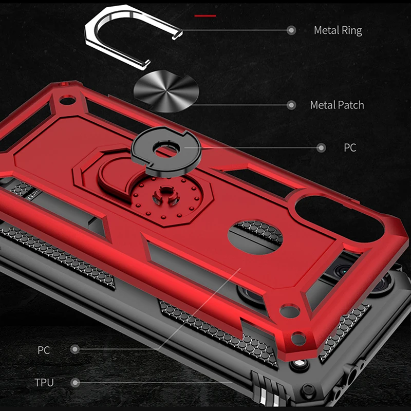 Redmi Note 7 бронированный металлический чехол-подставка с кольцом задняя крышка