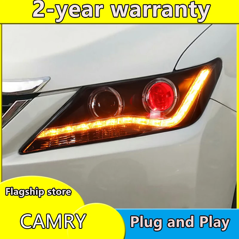 

Car Styling Head Lamp Case For Toyota Camry Headlights 2012 2013 2014 LED Headlight DRL H7 HID Xenon Low Beam bi-xenon lens