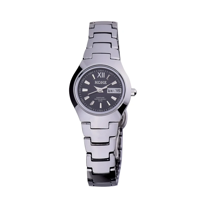 Women's tungsten steel ultra-thin waterproof double calendar quartz watch couple watch men's watch simple women's Watch