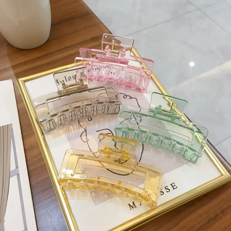 

Geometric Hollow Hairpins Fashion Hair Accessories Square Semicircle Barrettes Elegant Transparent Big Hair Claw