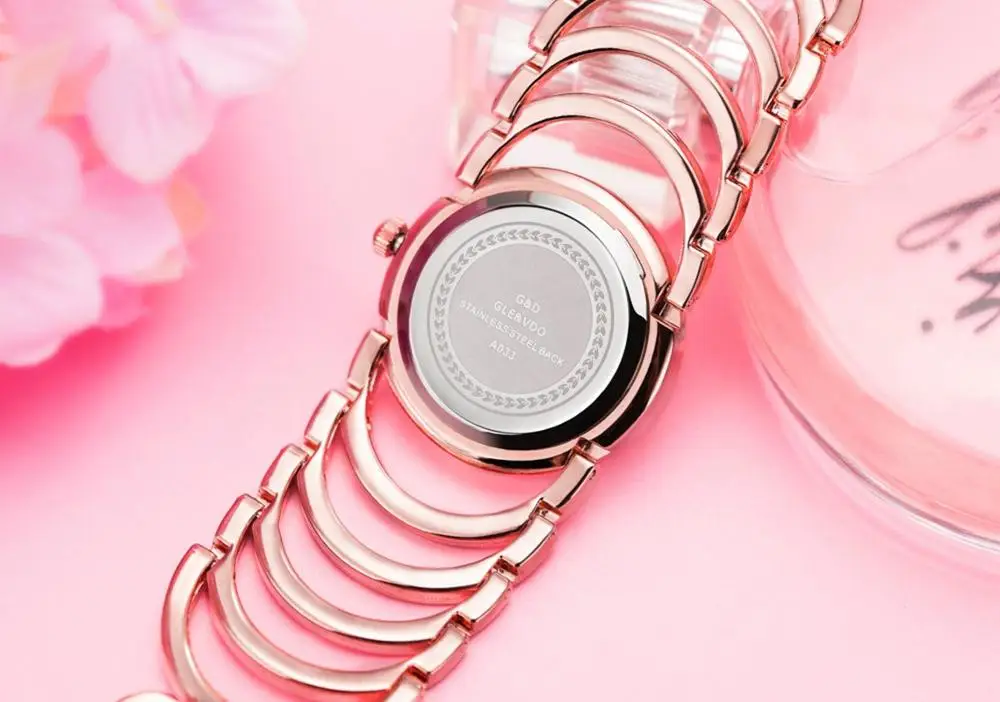 Часы женские кварцевые под розовое золото с кристаллами|feminino|feminino relogio |