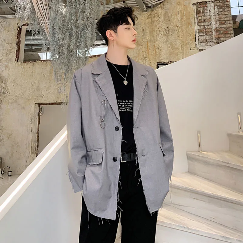 Мужская куртка Suti с металлической булавкой Свободные повседневные блейзеры