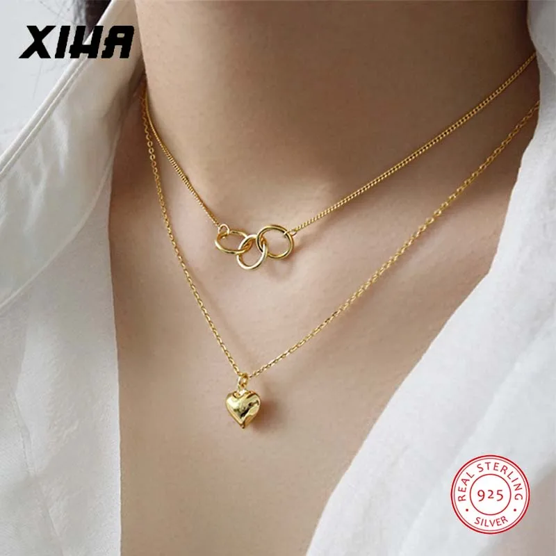 Круги золото Цвет сердце Tiff колье для женщин изготовлено вручную Девочка