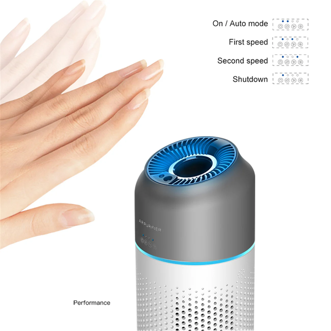 

USB powered Hand Gesture Operated Air Purifier Mini Portable H13 HEPA Car Air Purifier with Hepa Filter