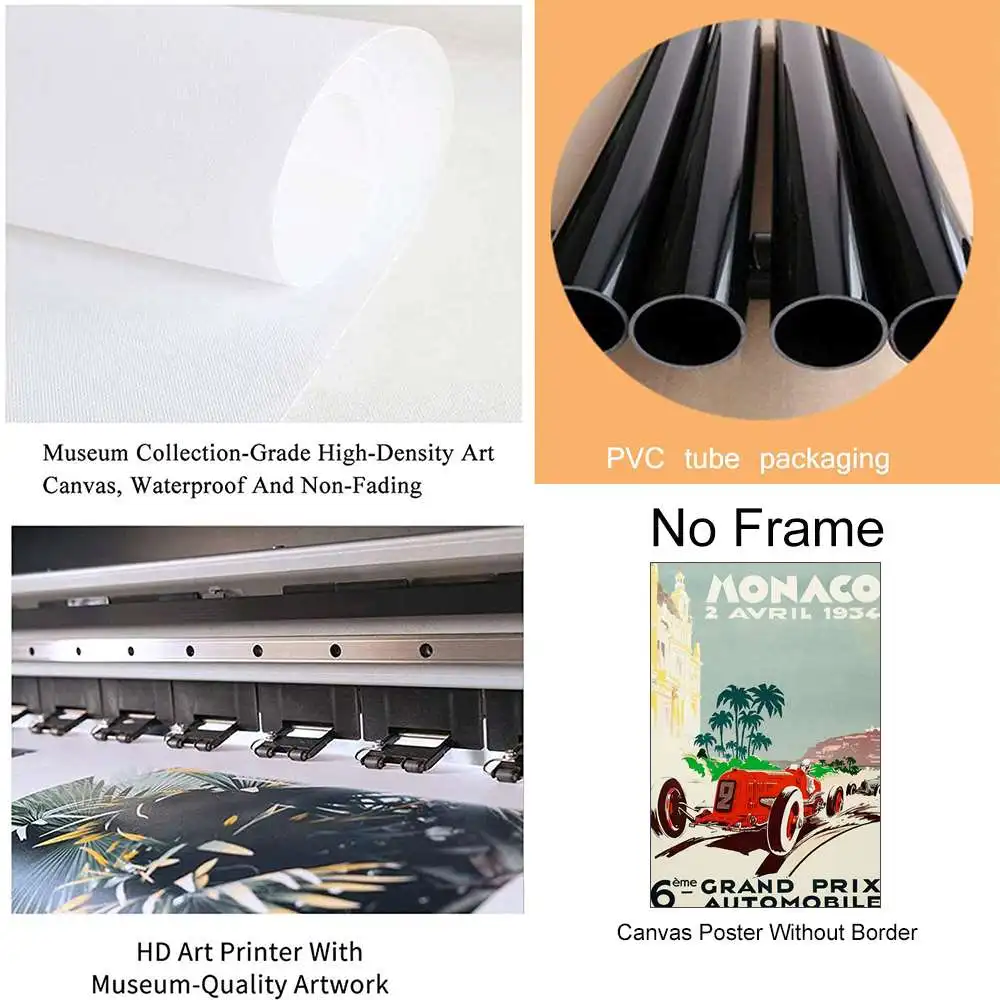 Плакат Гран-при в ретро-стиле для автогонок Спортивная Картина на холсте