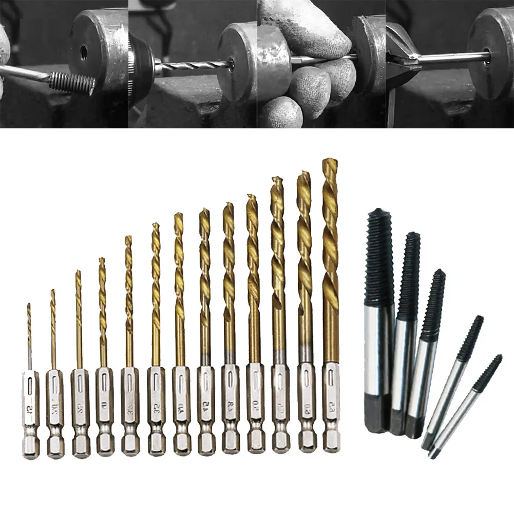 

18/24pcs Screw Extractor Set Steel Handed Stud Remover Screw Extractor Reverse Broken Wire Extractors