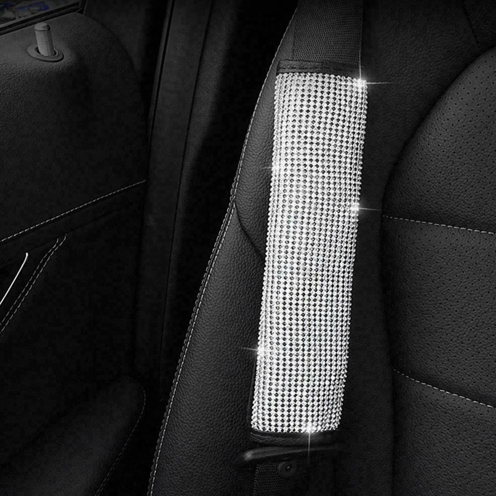 

6Pcs Seat Belt Cover Full Diamond Crystal Auto Handbrake Cover Gear Shifter Seat Belt Cover For Girls Car Styling Interior Decor