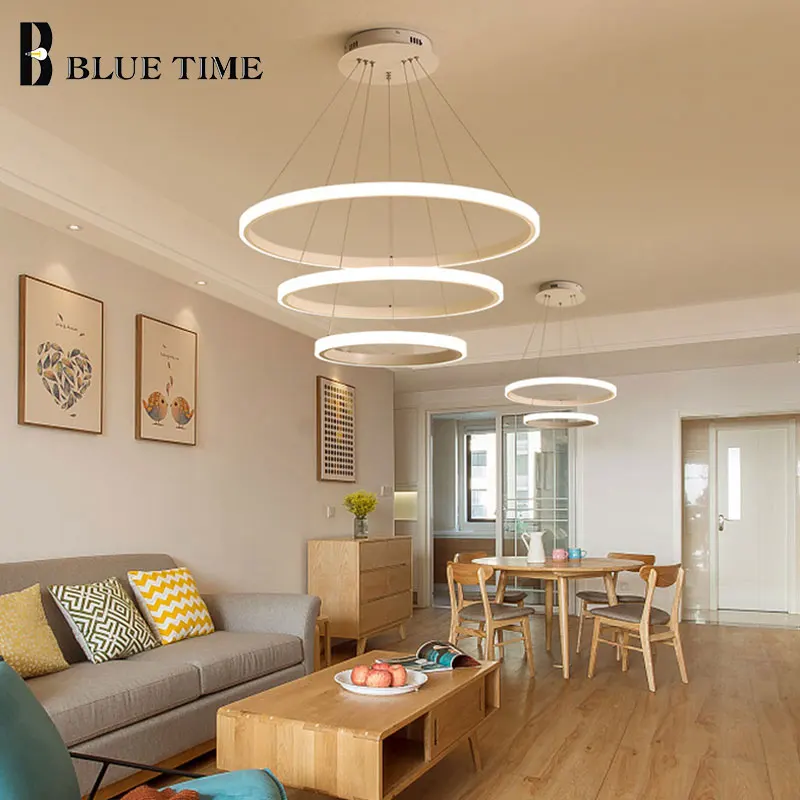 

Black&White Modern Led Ring Pendant Light For Living room Dining room Bedroom Home Decor Hanging Pendant Lamp Lustre Luminaires