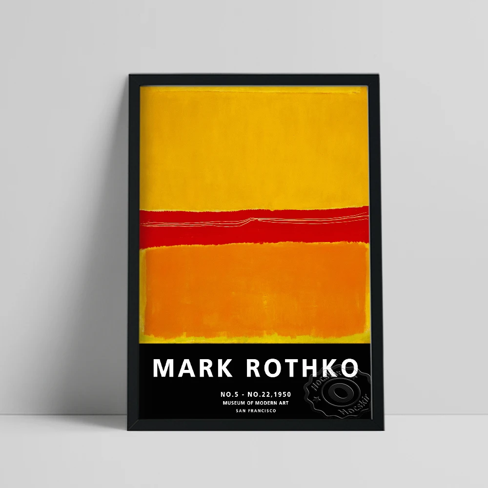 

Orange Red Yellow Abstract Canvas Painting, Mark Rothko Exhibition Poster, Rothko No. 5/No. 22 Wall Decor, Vintage Wall Art Gift