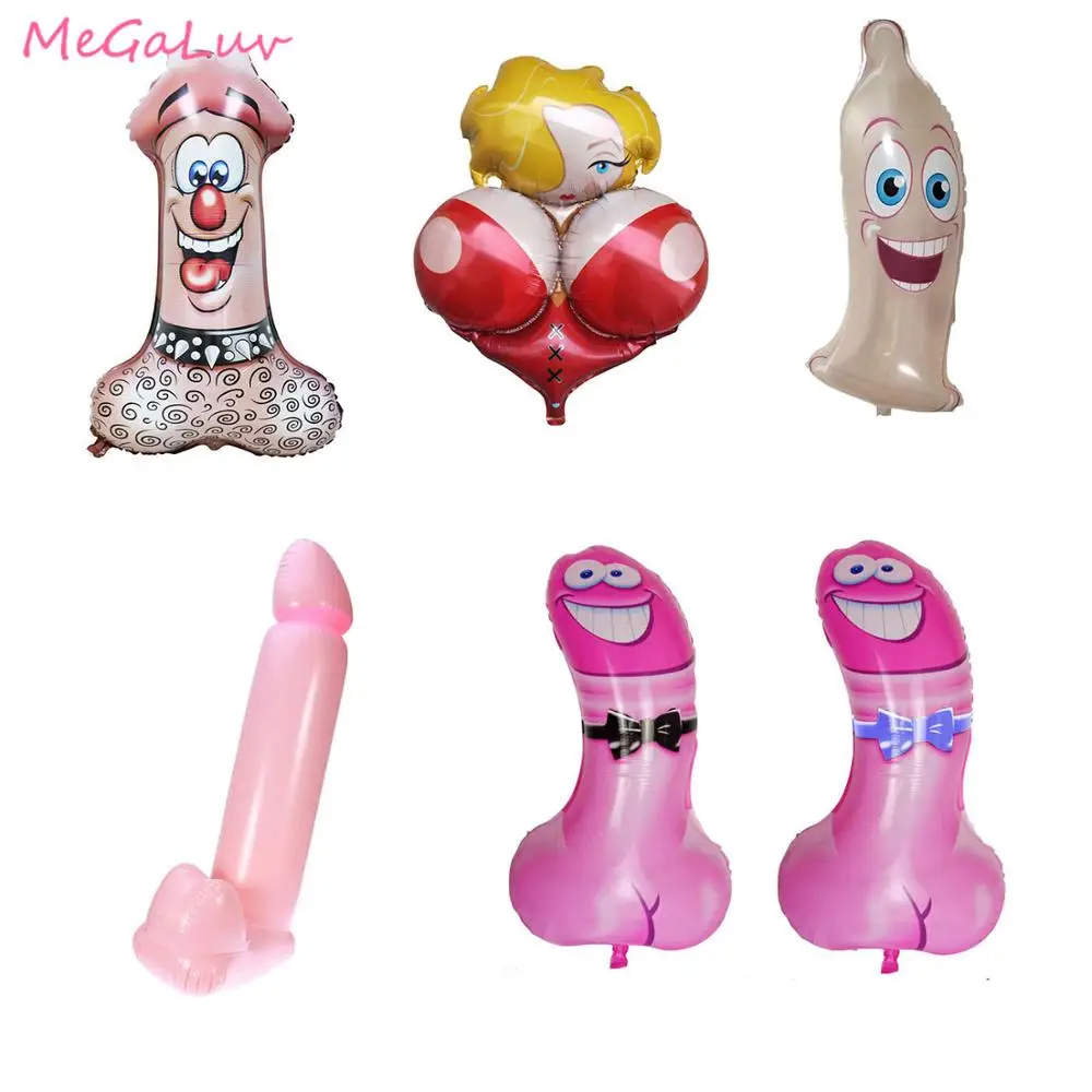 

5Pcs Foil Penis Balloons Boobs Shape Inflatable Ballons Bachelorette Party Willy Balloon Adult Theme Hen Night Party Globos