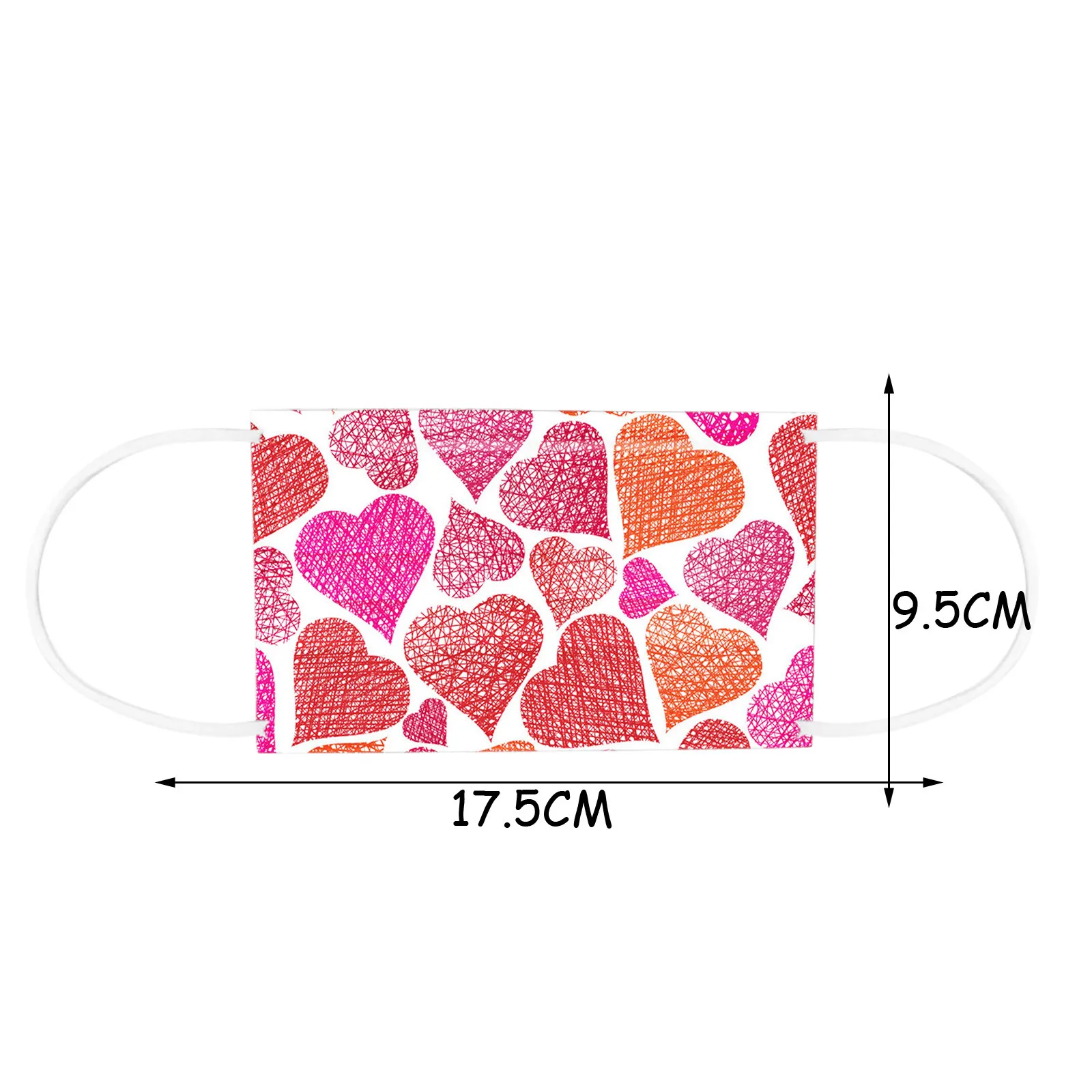 

Mixed Heart-shaped Print Disposable Mask Non-woven Fabric Filter Mouth Cover Valentines Day Adults Face Mask 50-100pcs