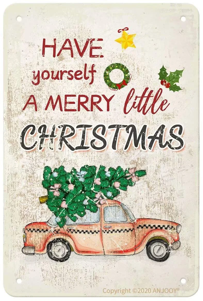 

Tin Signs Vintage Have Yourself A Merry Little Christmas Red Truck Metal Sign for Cafe Home Bar Pub Coffee Beer Kitchen