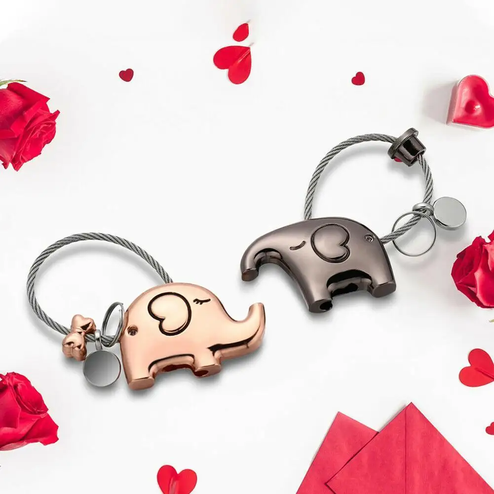 Пары поцелуи слонов металический брелок для ключей с памятного подарка