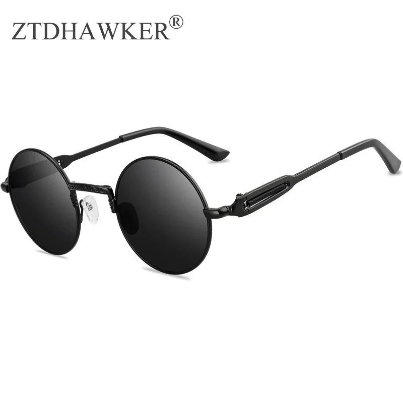 Новые Круглые Солнцезащитные очки в стиле стимпанк красные женские с пружинной