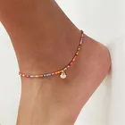 Женский ножной браслет на щиколотку Zuowen, летний ножной браслет с разноцветными бусинами в богемном стиле с золотыми ракушками и гребешком, браслет на щиколотку